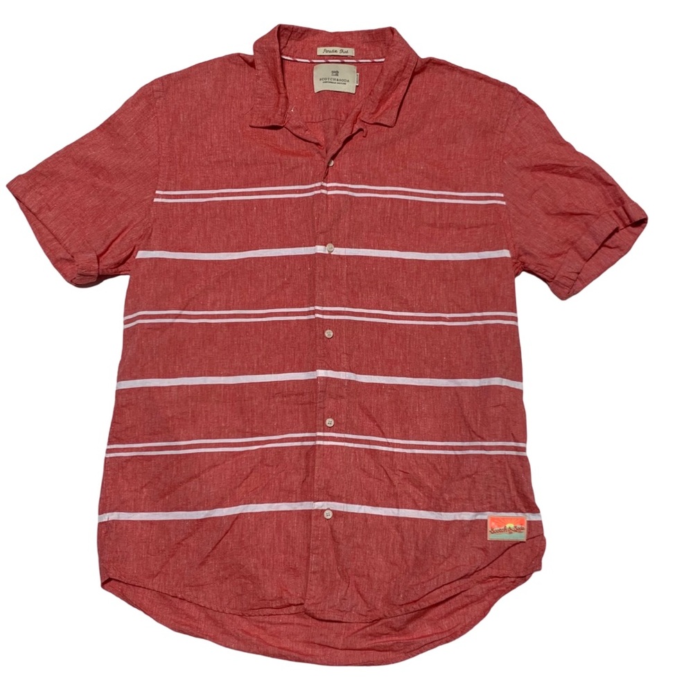 Scotch & Soda Paradise Short Sleeve Shirt Cotton Linen Mens XL